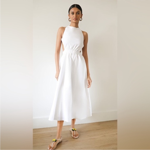 NWT O.P.T One Pretty Time Flax Midi Summer Backless XL WHITE - Picture 2 of 3